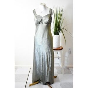 All That Jazz Maxi Dress Women 7/8 Gray Vintage 90s Sequin Satin Evening Gown